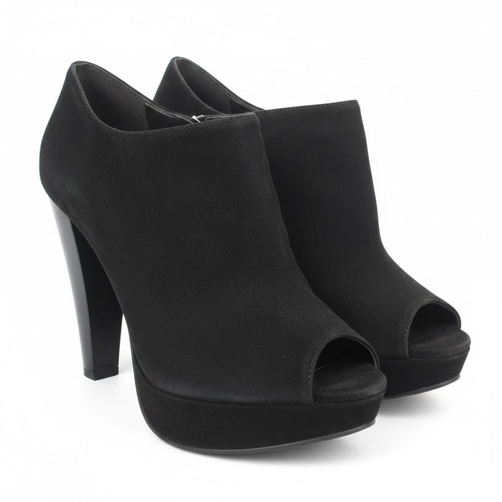 Cathy Jean 6460 Black Leather Boots - Made in Brazil Boho Heeled shootie 90s